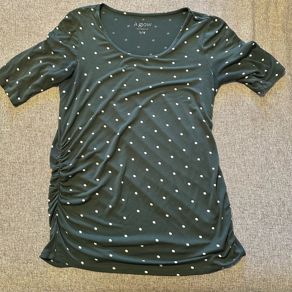 Green Polka Dot Maternity Shirt